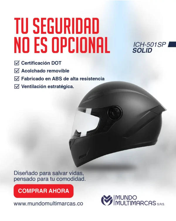Casco Integral ICH-501SP SOLID con Certificación DOT